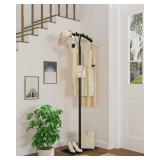 ENUMAIL Arcuate Garment Rack, T-shaped Coat Tree Freestanding, Metal Clothes Racks, Natural Stable Rock Base, Suitable For Outerwear, Clothes, Handbags, 68.9in, Black