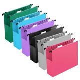 Extra Capacity Plastic Hanging File Folders,12 Pack Reinforced Expanding Hang Folder Letter Size,Accordian Pocket,Heavy Duty 2 Inch Expansion,Hanging Folder Organizer for Office Home,Assorted Colors