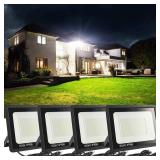 MUCLUD 4Pack LED Flood Light Outdoor,50W LED Work Light 5500lmwith 6FT US Plug,IP66 Waterproof Exterior Security Lights,6000K Daylight White Outside Floodlights Slim Design for Playground Yard