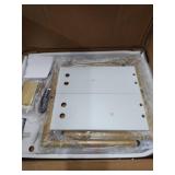 Masupu Nightstand,Mid-Century Modern Bedside Table with 2 Storage Drawer,Small Gold Frame Side End Table for Bedroom,Living Room, White