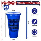 Bokon 48 Pcs Veterans Day Patriotic Plastic Cups Bulk with Lid and Straw 24 oz Reusable American Flag Tumbler Veterans Gifts for Memorial Day Military Retirement Gifts Veteran Party Thank You Supplies