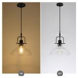 WILON Farmhouse Pendant Lights Kitchen Island Lighting, Black Pendant Light Over The Sink, Vintage Clear Glass Pendant Light, Industrial Hanging Light Fixture for Dining Room Over Table Bar Foyer