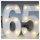 H: 8.26 Inches Light Up Numbers 65 Centerpieces Table Sign, Happy 65th Birthday Decorations for Women, 65th Party Decor for Men, 65 Year Old Birthday Supplies Gifts for Her and Him