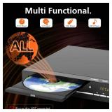 DVD Player for TV with HDMI, Region Free?CD Player for Home, Plays All Regions and Formats, Mini DVD Player with USB, Remote, HDMI and RCA Cables Included