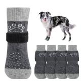 SCENEREAL Dog Socks to Prevent Licking Paws for HotCold Pavement Anti Slip, Dog Shoes for Hardwood Floors, Dog Boots and Paw Protectors with Grippers for Small Medium Large Senior Dogs, Grey M