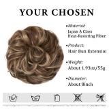 CJL HAIR Large Messy Bun Hair Piece Wavy Curly Scrunchies Synthetic Chignon Ponytail Hair Extensions Thick Updo Hairpieces for Women BrunetteHoney Blonde