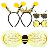 Eorbow 5 Pack Bee Costume Set, Bee Wings with 2 Antenna Headbands and 2 Glasses, Bees Outfit for Men, Women, Bees Dress Up Accessories for Birthday, Halloween, Cosplay Party, Yellow