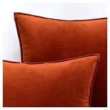 MIULEE Pack of 2 Decorative Velvet Throw Pillow Covers Soft Pillowcase Solid Square Cushion Case for Sofa Bedroom Car 20x20 Inch 50x50 cm Burnt Orange