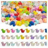 300PCS Mini Resin Ducks 30 Colors, Glitter Ducks and Luminous Tiny Ducks and Colorful Resin Ducks, Miniature Tiny Plastic Animal Figures for Micro Landscape Fish Tank Garden Dollhouse DIY Decor