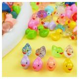 300PCS Mini Resin Ducks 30 Colors, Glitter Ducks and Luminous Tiny Ducks and Colorful Resin Ducks, Miniature Tiny Plastic Animal Figures for Micro Landscape Fish Tank Garden Dollhouse DIY Decor
