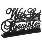 Jetec Inspirational Table Art with God All Things Are Possible Positive Sign Home Table Decoration, Motivational Centerpieces Letter Sign Wooden for Faith Motivational Decor (with Lord Possible)