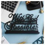 Jetec Inspirational Table Art with God All Things Are Possible Positive Sign Home Table Decoration, Motivational Centerpieces Letter Sign Wooden for Faith Motivational Decor (with Lord Possible)