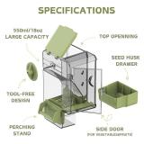 Automatic Bird Feeder, Bird Cage Feeder with Perch Multi-Functional Holder for Fruits Vegetables for Parakeet Canary Cockatiel Finch (Green)