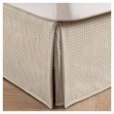 MIYE Pleated Waffle Weave Bed Skirt, Tailored Dust Ruffle 12 Inch Drop Easy Fit, Machine Washable,No Split Corners (Beige, Queen - 12\ Drop)in