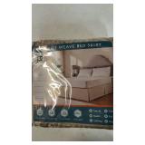 MIYE Pleated Waffle Weave Bed Skirt, Tailored Dust Ruffle 12 Inch Drop Easy Fit, Machine Washable,No Split Corners (Beige, Queen - 12\ Drop)in