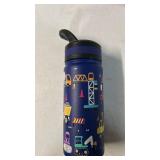 Fanhaw 18 Oz Kids Insulated Water Bottle with Straw - Stainless Steel Double Wall Vacuum Cup, Leakproof, BPA Free, Suitable for Boys and Girls(Blue - Under Construction)