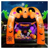 TURNMEON 5 Ft Halloween Inflatable Pumpkin Ghost Arch Trunk Or Treat Car Decoration with Built-in LEDs, Halloween Blow Up Archway for Car Decorations Halloween Outdoor Yard Decor Garden Lawn