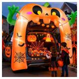 TURNMEON 5 Ft Halloween Inflatable Pumpkin Ghost Arch Trunk Or Treat Car Decoration with Built-in LEDs, Halloween Blow Up Archway for Car Decorations Halloween Outdoor Yard Decor Garden Lawn