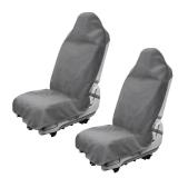 DXNQ 2PCS Car Towel Seat Cover, Waterproof Sweating Non-Slip Premium Soft Towel Carseat Protector, Universal Machine Washable Car Truck SUV Front Seat Cover for Gym Workout Beach Hiking (Gray)
