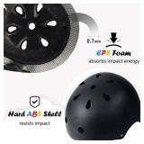 Kids Bike Helmet, Adjustable and Multi-Sport, from Toddler to Youth, 3 Sizes (Black)