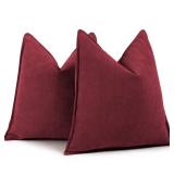ZWJD Burgundy Pillow Covers 20x20 Set of 2 Chenille Throw Pillow Covers with Elegant Design Soft and Luxurious Decorative Throw Pillows for Couch, Bed, and Home Decor