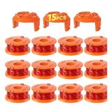 VOSOIR 15 Pack WA0010 Weed Eater String Compatible with Worx, 0.065 inch 10ftPack, Replacement Trimmer Line Spool, Compatible with Worx String Trimmers (12 Line spools 3 Caps)
