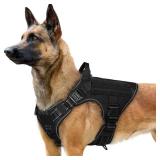 rabbitgoo Upgraded Tactical Dog Harness for Large Dogs, Reflective Heavy Duty Pet Harness with Handle, No-Pull Service Vest Large Breed, Adjustable Military Vest for Training Hunting Walking, Black, L