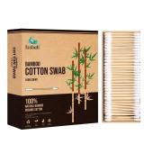 Bamboo Cotton Swabs - 1000 Count - Pointed and Spiral Heads- 100percent Biodegradable Cotton Buds | Natural and Sustainable Makeup Remover | Organic Cotton Heads | FSC Certified and PETA Approved.