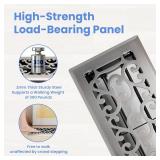 Howeall 4x12 Inches Heavy Duty Walkable Floor Register - Easy Adjust Air Supply Lever Decorative Floor Vent Covers - Savannah Design Vent Covers for Home - Satin Nickel