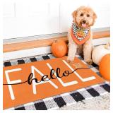 HANXIG Hello Fall Door Mat - Autumn Maple Leaf Doormat, 17 x 29 Inch, Non-Slip Rubber Backing, Washable Seasonal Welcome Rug for IndoorOutdoor