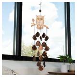 VP Home 30-inch Rustic Copper Tribal Owl Wind Chimes for Outside Unique Tribal Owl Windchimes Outdoor Decorations Garden Decor Gift for Women, Mom, Grandma, Unisex