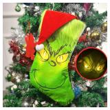 Christmas Stocking with LED Light, 14.98 inch Red Green Hanging Stocking, Candy Gift Socks Christmas Ornament Decorations for Family Holiday Xmas Party Decorations (One Size, Christmas Stocking)