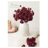 Floroom Ranunculus Artificial Flowers 18 Pcs Burgundy Faux Silk Mini Ranunculus Bulk Fake Wedding Filler Flowers for DIY Red Bouquets, Centerpieces, Bridal Shower Decorations and Arrangements