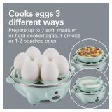 Hamilton Beach 3-in-1 Electric Egg Cooker for Hard Boiled Eggs, Poacher Eggs, Omelet Maker and Vegetable Steamer, Holds 7, Mint (25504)