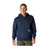Carhartt Menfts Rain Defender Paxton Heavyweight Hooded Zip Mock Neck Sweatshirt,New Navy,Large