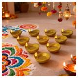 12 Pcs Diwali Diyas Lamp Decorations, Diwali Gold Peacock LED Water Sense Lights, Waterproof Flameless Tea Lights,Oil Lamps for Centerpieces Indian Temples Pooja Housewarming Return Gift