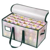 BIEBOS Portable Waterproof Christmas Ornament Storage Box, Large Capacity 128 Slots for 3-Inch Ornaments, Double-Sided Trays with Durable Zippers