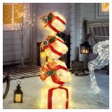 COVFEVER Christmas Lighted Gift Boxes Decorations Set of 4, 2.8Ft Stackable Christmas Nesting Boxes Battery Operated with Timer for Home and Party Decoration