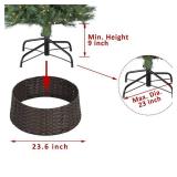 SUNNYPARK Christmas Tree Collar, 23ftft D Handmade Artificial Rattan Wicker Christmas Stand Tree Collar Basket Base Cover for Holiday Decoration-Round Dark Brown
