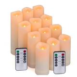 Aignis 12pcs Flameless LED Candles Battery Operated with 10-Key Remote Timer, Outdoor Indoor Waterproof, Warm Flickering Glow for Cozy and Romantic HomeWeddingHoliday Décor(D2.2ftftxH4567ftft)