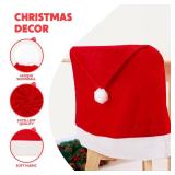 JOYIN 6 Pcs Christmas Chair Covers, Red Hat Chair Slipcovers, Santa Claus Chair Back Covers for Christmas Holiday Festival Decoration, Xmas Decorations Indoor Home Décor
