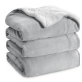 Bedsure GentleSoft Sherpa Fleece Blankets Queen Size for Bed - Thick and Warm Throw for Women and Men, Soft Fuzzy Plush Queen Blanket for Winter, Light Grey, 90x90 Inches