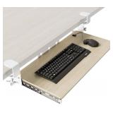 AX WABER Keyboard Tray Under Desk Pull Out with Extra Sturdy C Clamp Mount System, 27.3 (32.5 inch Including Clamps) x 11 Inch Slide-Out Platform Computer Drawer for Typing Grain AX01WG01
