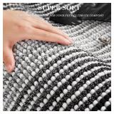 BSICPRO Bathroom Rugs and Mats Sets, 2 Piece Thick Absorbent Chenille Bath Mat Rug Set Non Slip, Soft Shaggy Bath Room Floor Mats for Bathroom, Machine Washable (20\ x 47\in Plus 16\in x 24\in, Black)