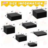 Leinuosen 7 Pcs Large Buffet Risers Set 6\ to 12\in Acrylic Display Box Catering Dessert Table Riser Food Display Decorative Stand with Hollow Bottom for Catering Supplies(Black, Square)in
