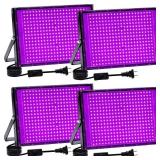Akpgf 300W Black Lights for Glow Party, LED Blacklight IP65 Waterproof with US Plug and Switch 385-400nm UV Black Light for Halloween Decoration,Body Painting,Fluorescent Painting(4 Pack)