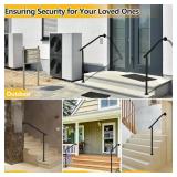 2 Pack Hand Rails for Outdoor Steps 2-3 Step Deck Railing Kit Wall Floor Mounted Wrought Iron Handrails Deck Rail Kit Exterior Hand Railings for Seniors Indoor Stairs Porch Railing