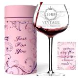 Gumry 40TH Birthday Gifts for Her, Vintage 1985 40th Wine Glass, 40 Year Old Birthday Decorations For Women, Funny 40 Bday Gifts Idea For Women, Friends, Daughter, Sister Mom - Turning 40 Present