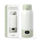 Portable Bottle Warmer 17oz Bottle Warmer for Breast Milk Formula and Water, Fast Heating, Long Battery Life and Large Capacity, Suitable for Baby Outdoor Travel Green