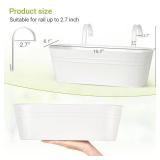 Dahey 5 Pcs Metal Iron Hanging Flower Pots for Railing Fence 15.7 Inch Hanging Bucket Pots Countryside Style Window Flower Plant Holder with Detachable Hooks for Garden Yard Home Decor, White